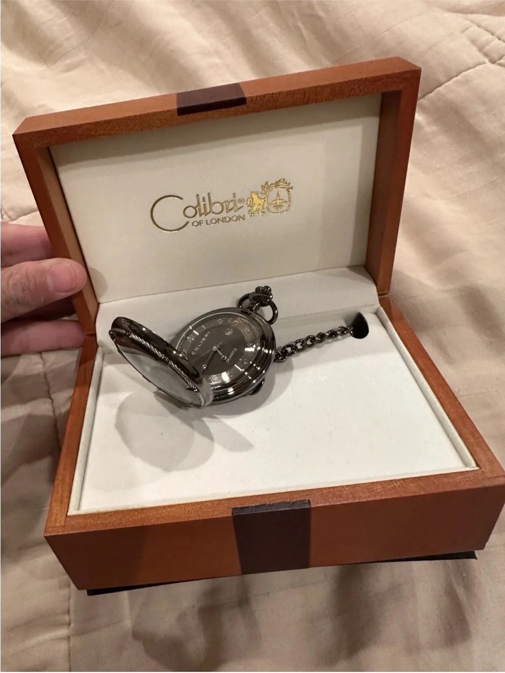 Black Hunter-Case Pocket Watch with Chain